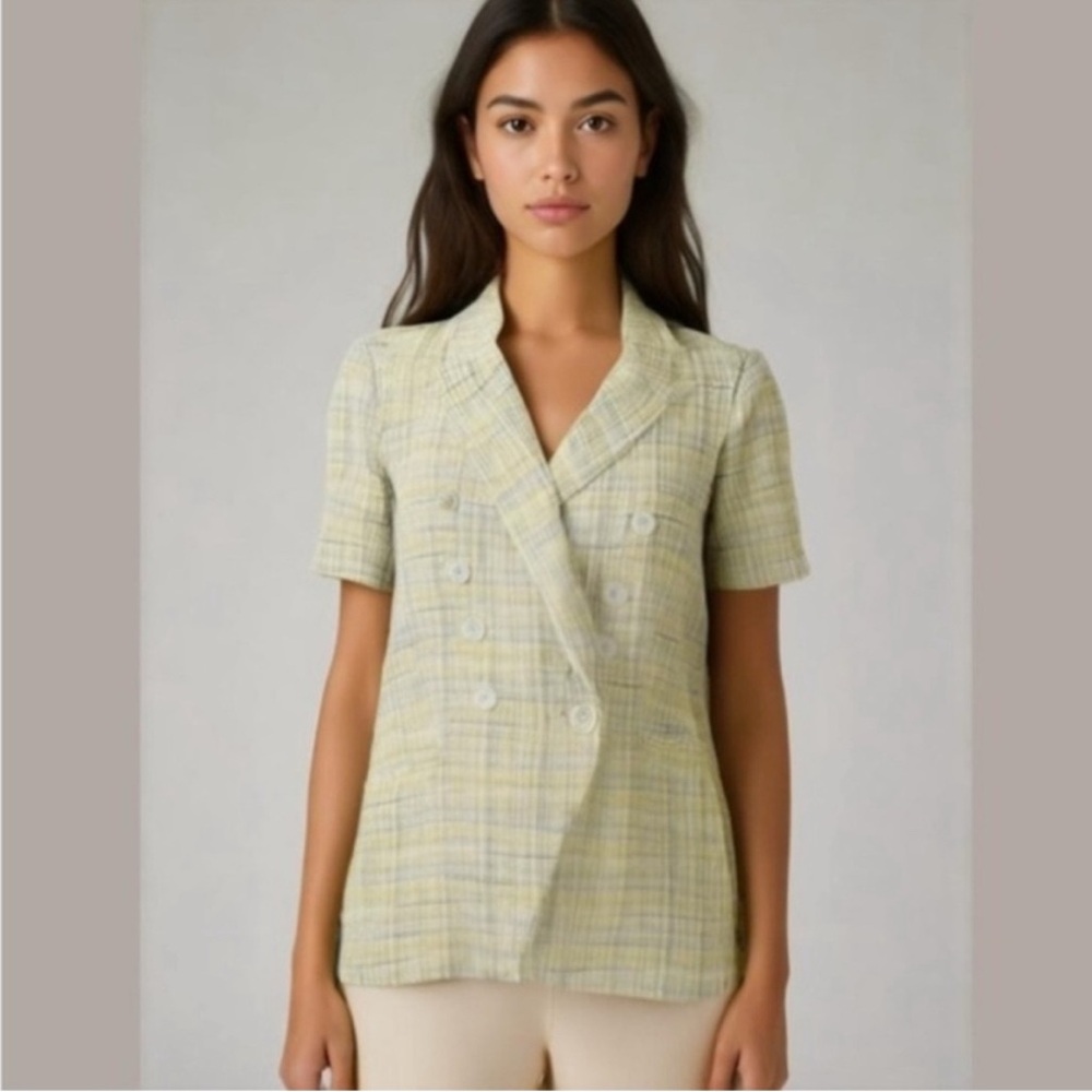 Plaid Double-Breasted Blazer
